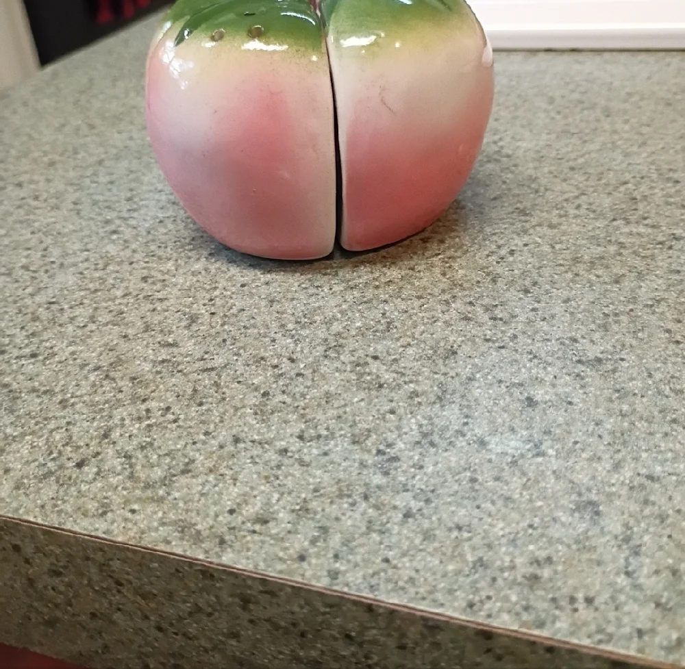 Green and Pink Ceramic Tomato Salt and Pepper Shakers